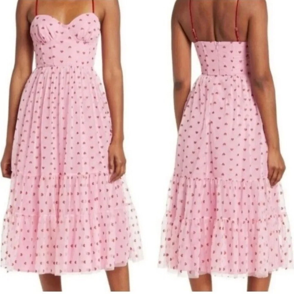 NWT VIRAL BETSEY JOHNSON Valentines Day Classically Pink Mesh Heart Dress TikTok - Picture 4 of 14
